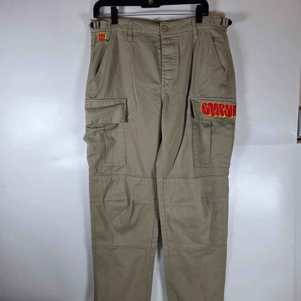 Empyre Loose Fit Cargo Pants Mens 30 Beige Khaki Graffiti Skate Streetwear Y2K